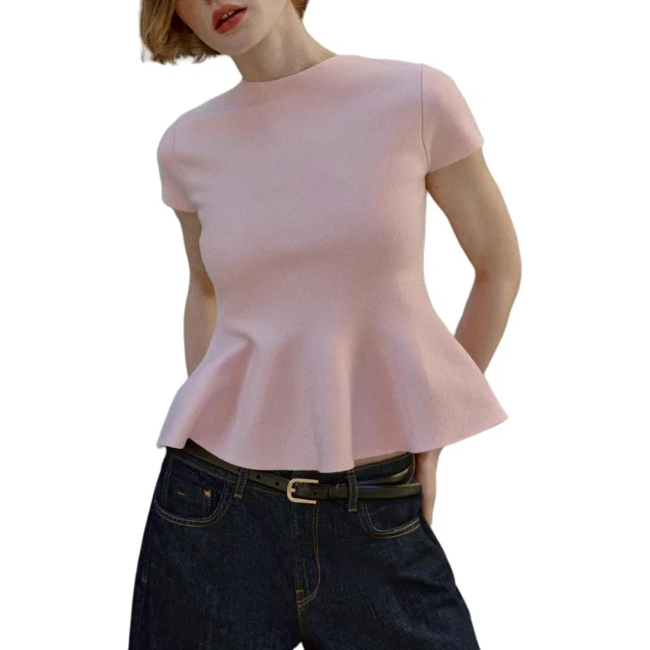 Женский свитер с круглым вырезом Pink ZARA, Розовый — фото 4