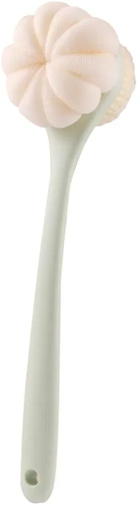 Щетка для душа с длинной ручкой, двухсторонняя, нейлон, 41x8.5 см, Green Generic