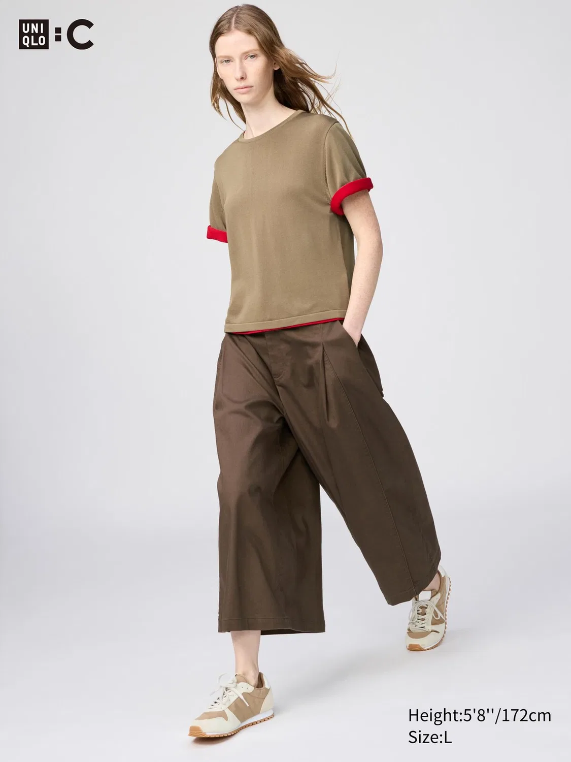 Кюлоты Uniqlo, хлопковые, коричневые