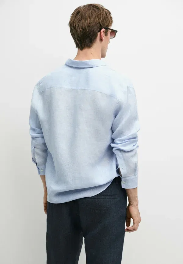 Рубашка с длинным рукавом Striped Massimo Dutti, light blue, светло-голубой — фото 3