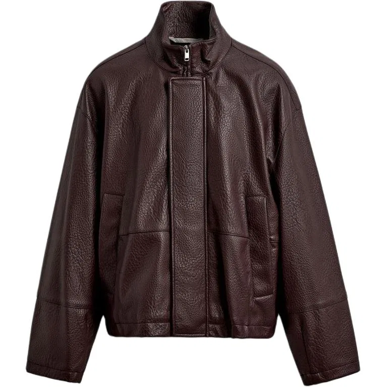 Мужская куртка с воротником-стойкой Dark Red ZARA, Темно-красный