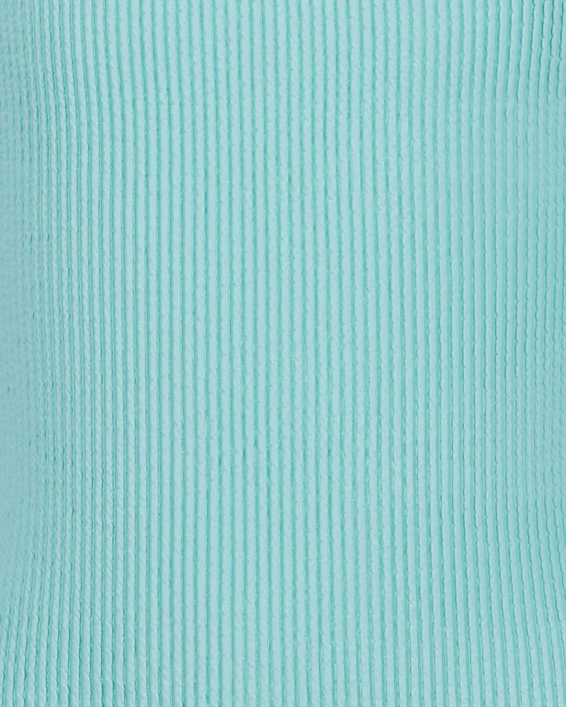 Детский слитный купальник с защитой UPF 30 UA Textured UnderArmour, Neo Turquoise/White — фото 2