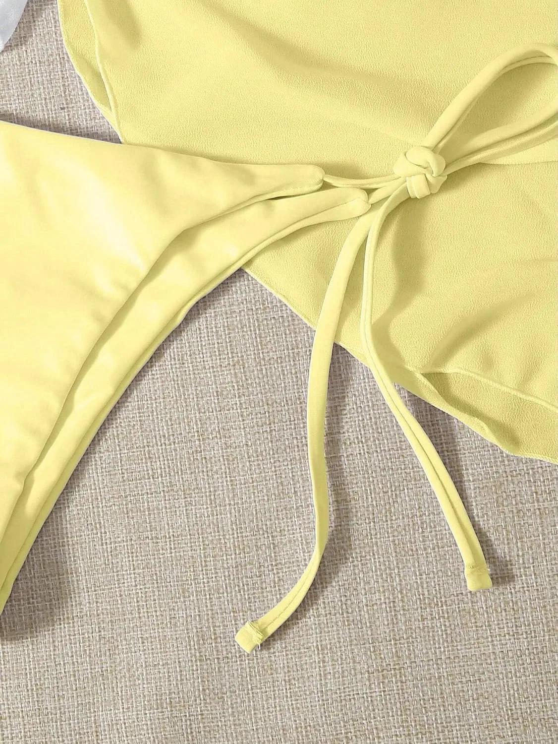 Женский купальный костюм с высокой талией 3-piece set, Yellow — фото 3