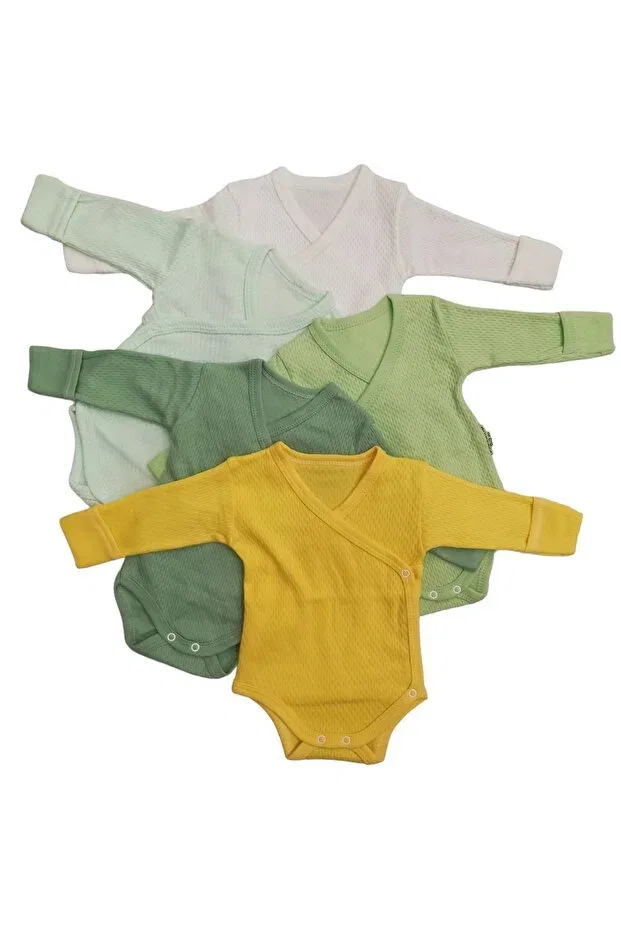 Детское боди с длинным рукавом Bebedino, White-Water-Green-Yellow-Cocoon-Mold — фото 4