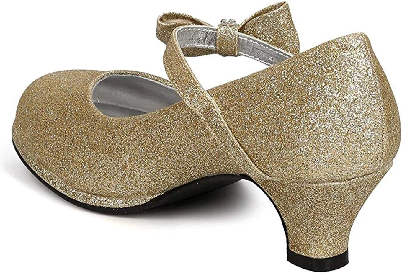 Детские туфли Мэри Джейн с бантом из лаковой кожи для девочек OLIVIA KOO, Gold Glitter — фото 3