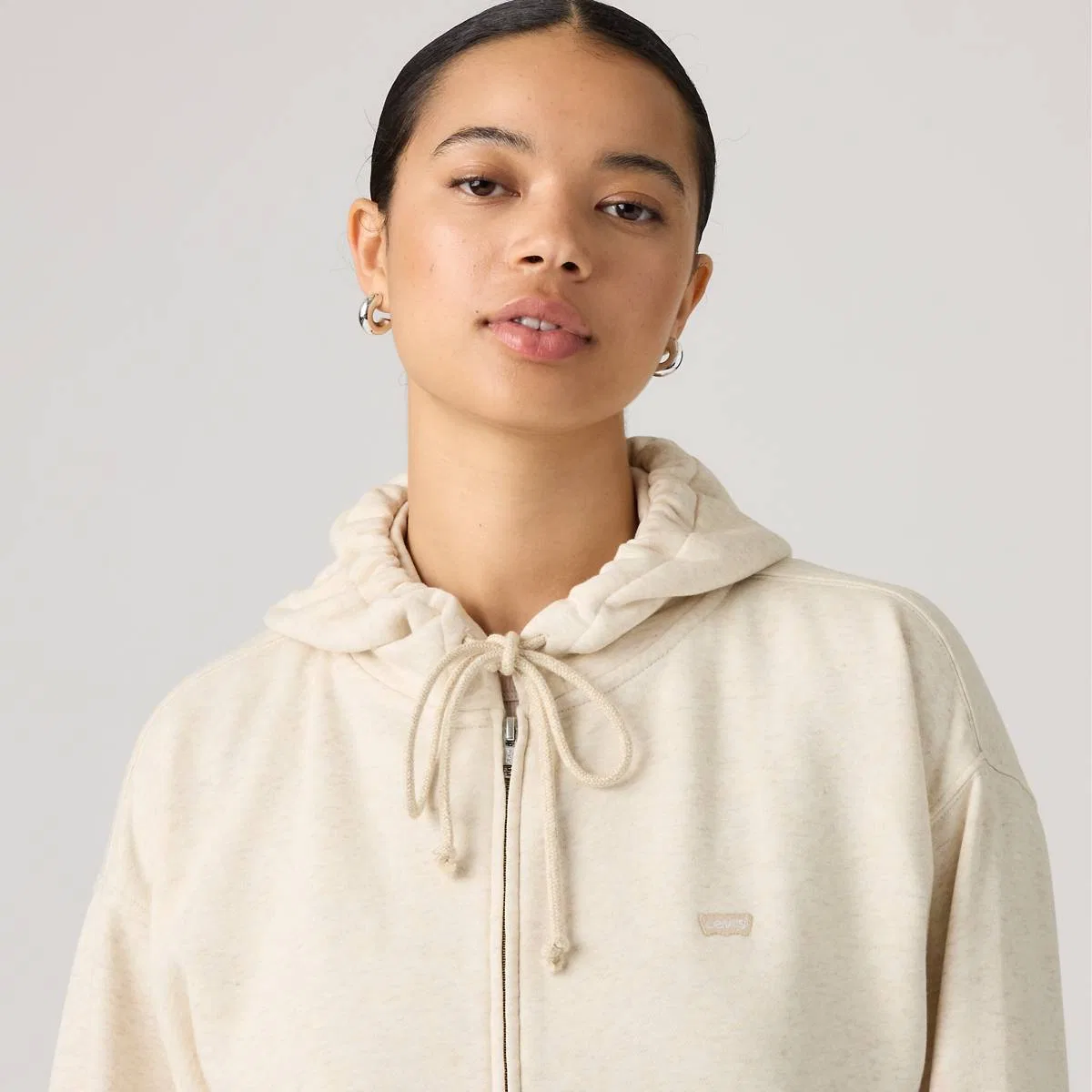 Повседневная толстовка на молнии Levi's, Oatmeal Heather - White — фото 2