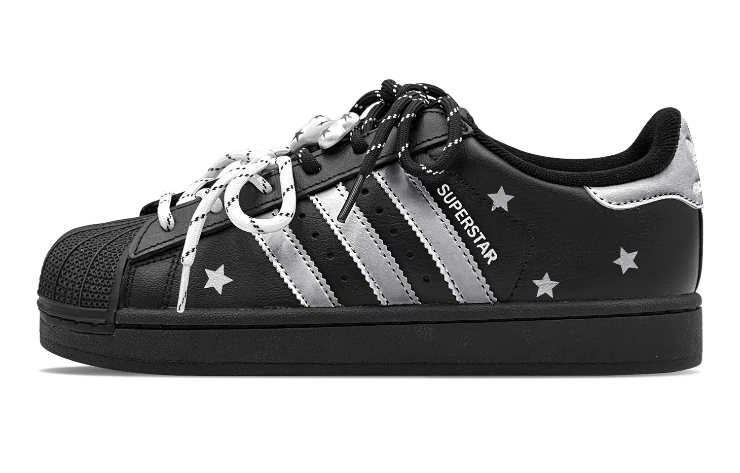 Кроссовки детские для скейтбординга Superstar 2, Adidas Originals, Black Silver — фото 3