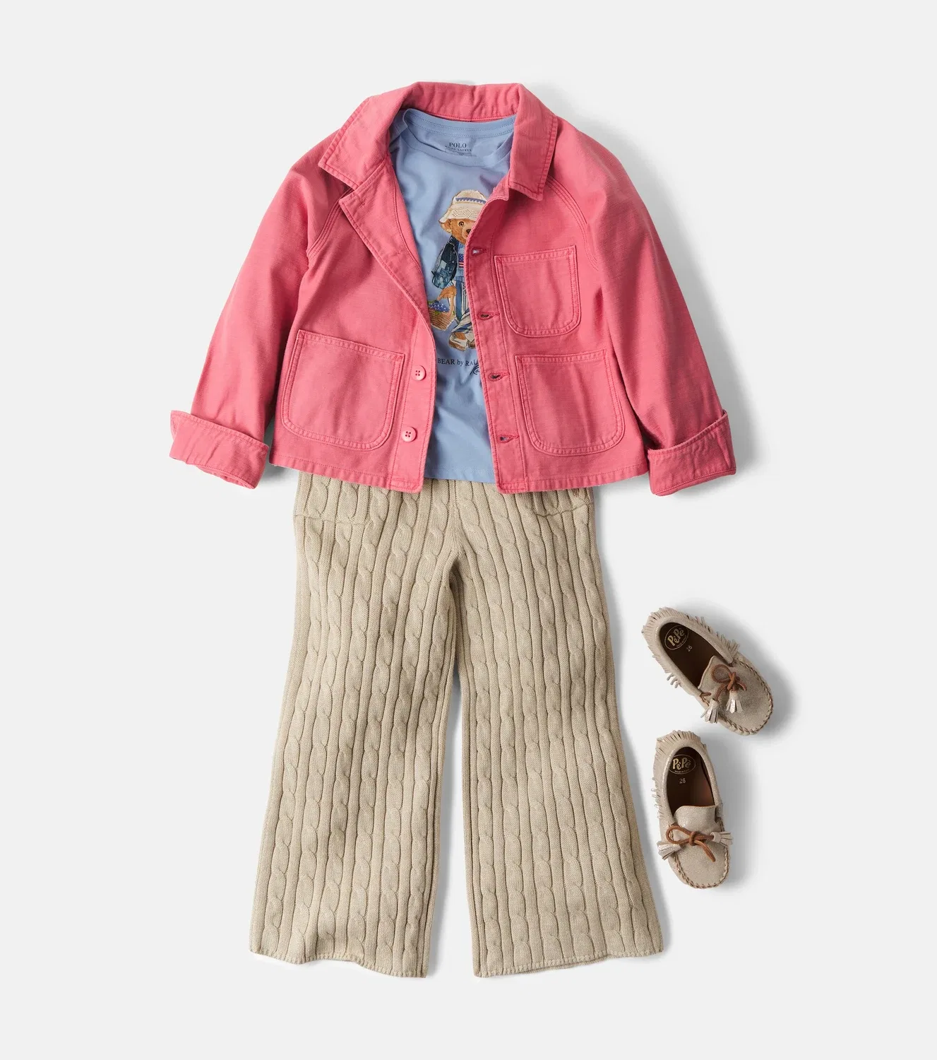 Вязаные хлопковые брюки Polo Ralph Lauren Kids, бежевый — фото 2