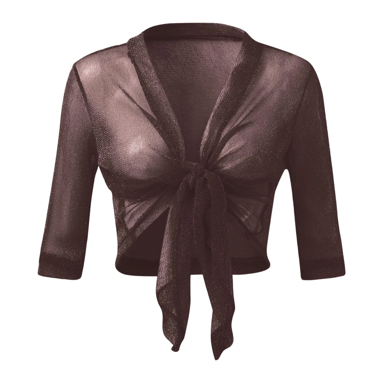 Женский блестящий кардиган с пайетками Bolero Ladies Glitter Cardigan, Caffè — фото 4