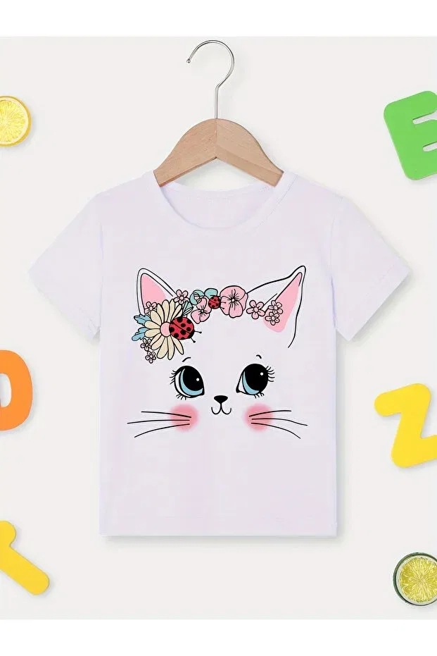 Детская футболка для мальчиков с принтом Cute Cat Printed Galashop, White1 — фото 3