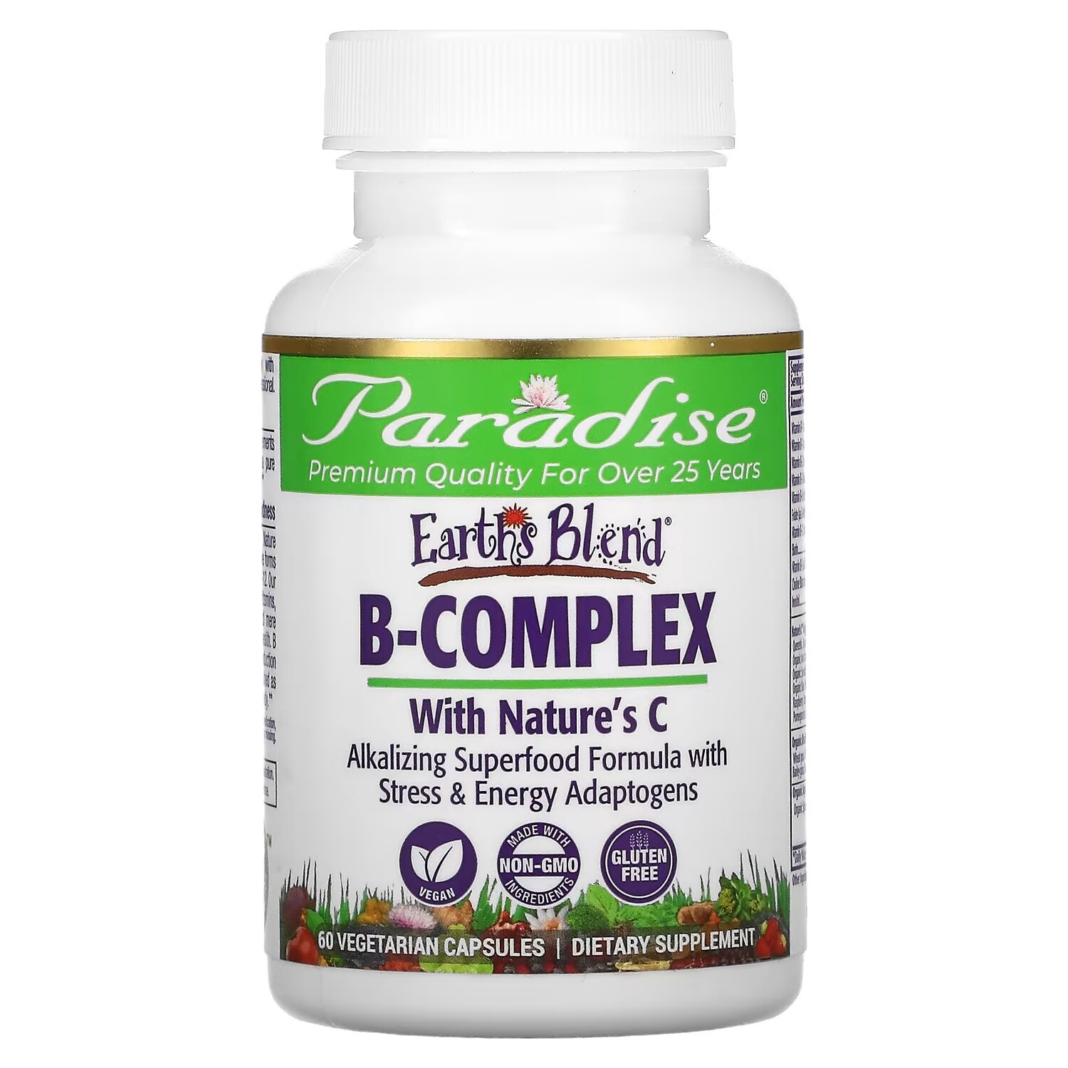 

Комплекс Витаминов Группы В Paradise Herbs Earth's Blend с комплексом Nature's C, 60 вегетарианских капсул