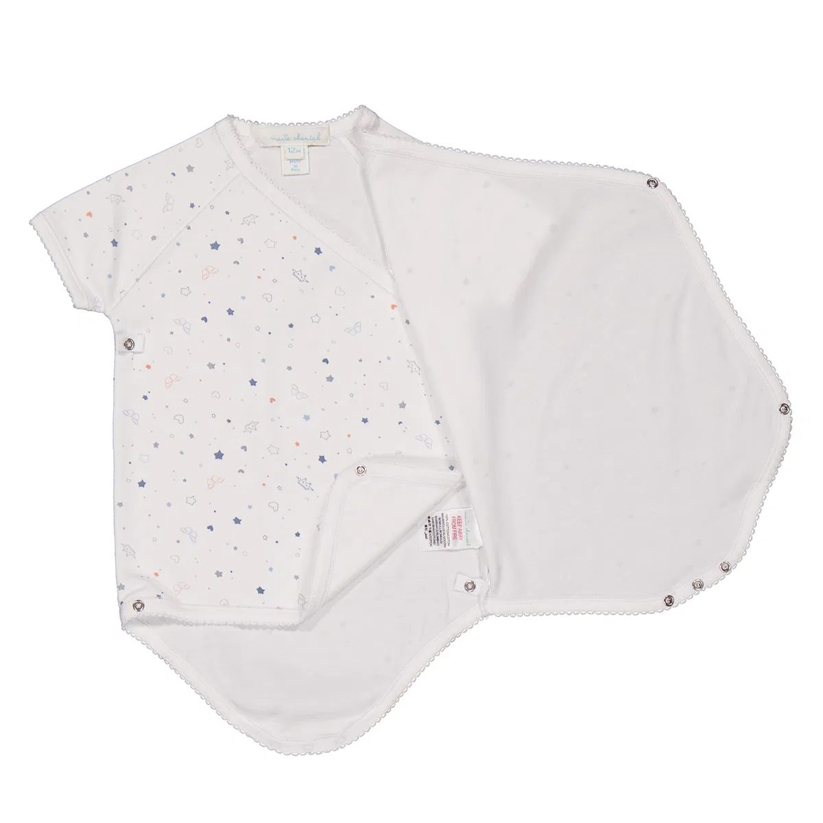 Комплект боди с принтом Infant Star Crown Print Wrap Bodysuit Marie Chantal, White/Blue — фото 3