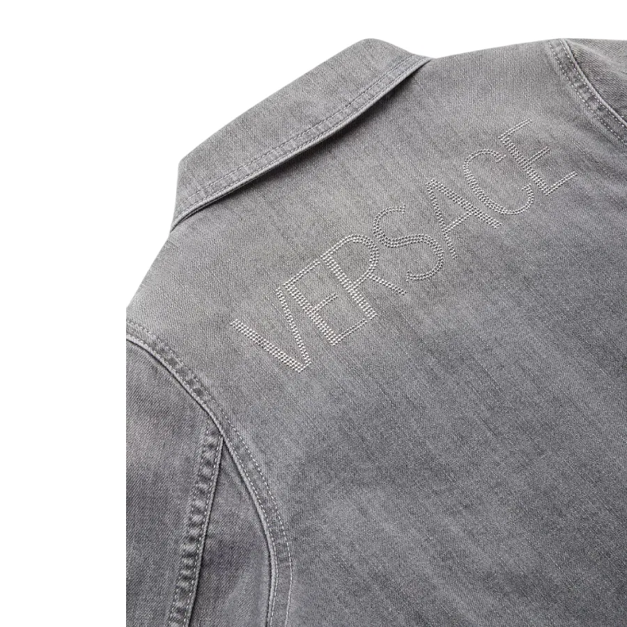 Детская джинсовая куртка с остроконечным воротником Young Versace, Grigio/Grigio — фото 3
