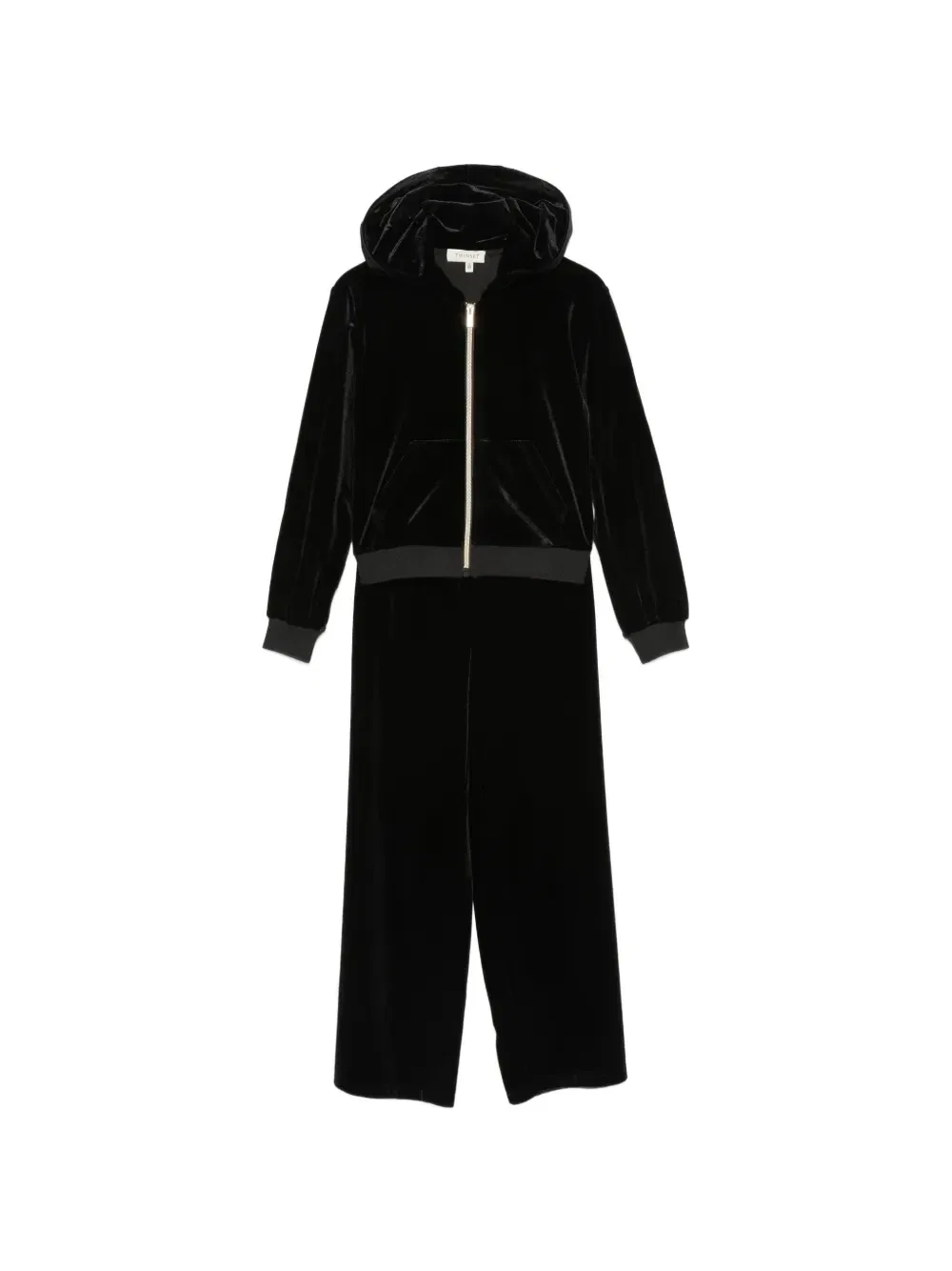 Велюровый спортивный костюм с логотипом Twinset Kids, черный