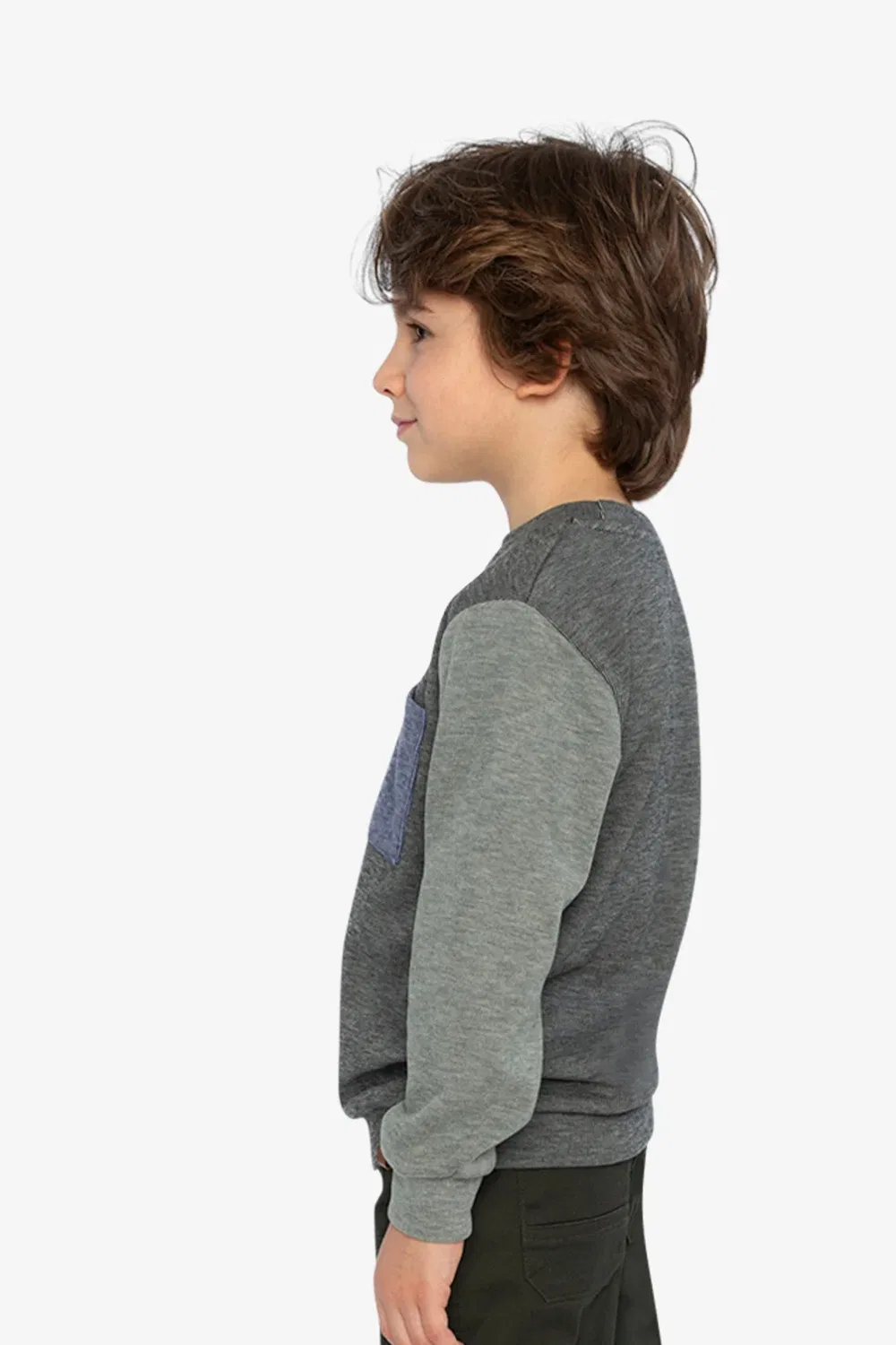 Детская футболка с нагрудным карманом Colorblock Brushed Jersey Top Deux par Deux, Pig Brown — фото 3