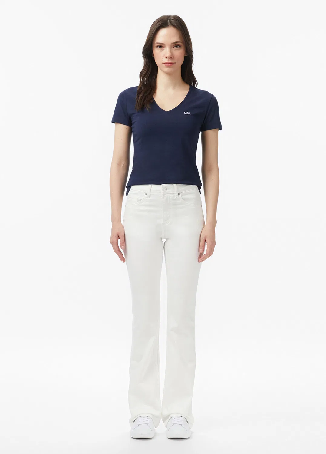 Футболка Lacoste V-образный вырез Slim Fit, темно-синяя — фото 4