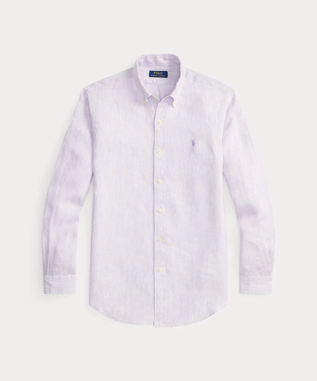 Мужская рубашка с длинным рукавомиз льна в полоску Polo Ralph Lauren, Purple — фото 2
