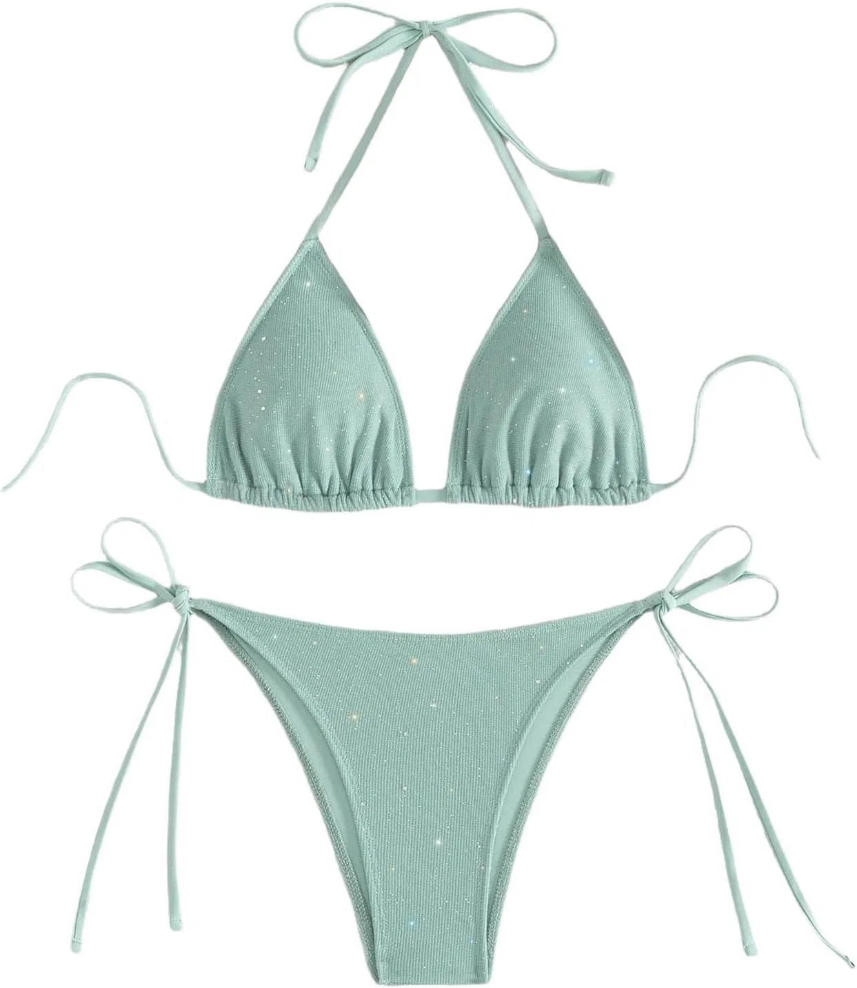 Женский блестящий бикини с пайетками, Mint Green