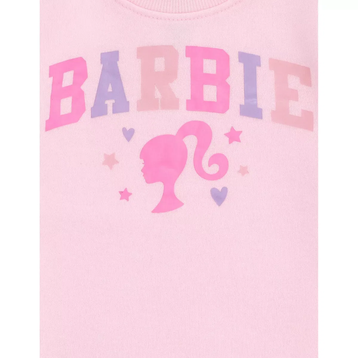 Детское платье-свитшот для девочек с длинным рукавом Barbie, Pastel Pink — фото 3