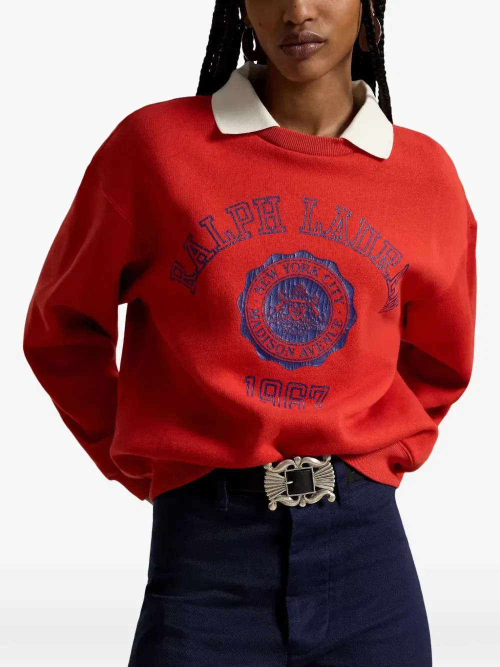 Свитер с многослойным воротником Polo Ralph Lauren, красный — фото 3