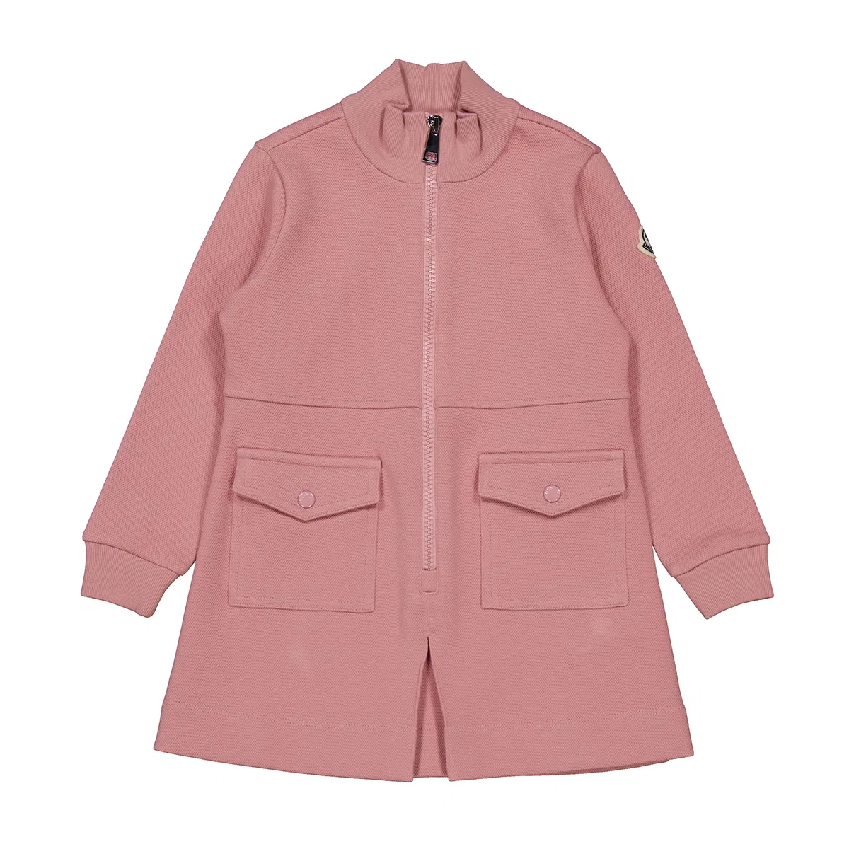 Платье-поло с длинным рукавом Rose Pink Cotton Piquet Polo Dress Moncler, Light Pink