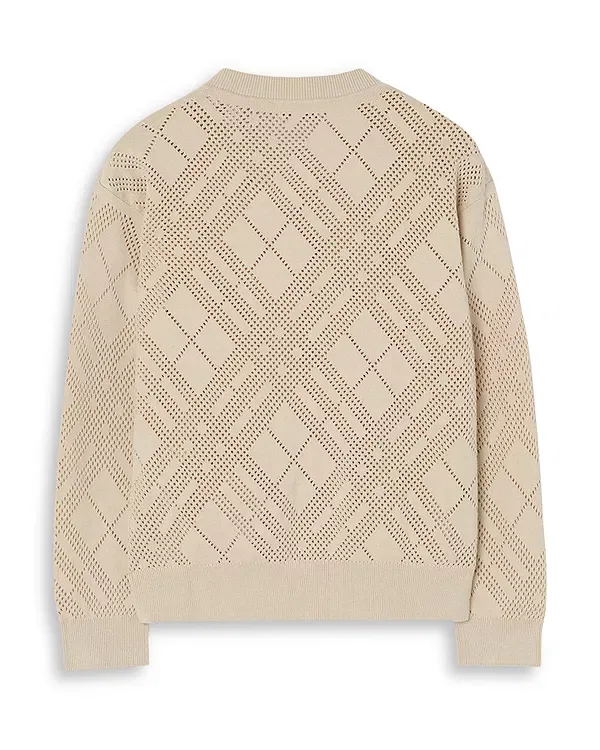 Детский кардиган для девочек с принтом Pointelle Burberry, Clam — фото 2