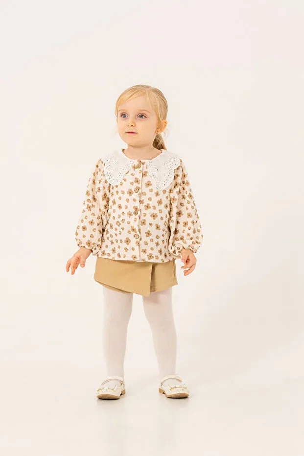 Детский комплект для девочек хлопковый Basics Jnf Kids, Beige — фото 3