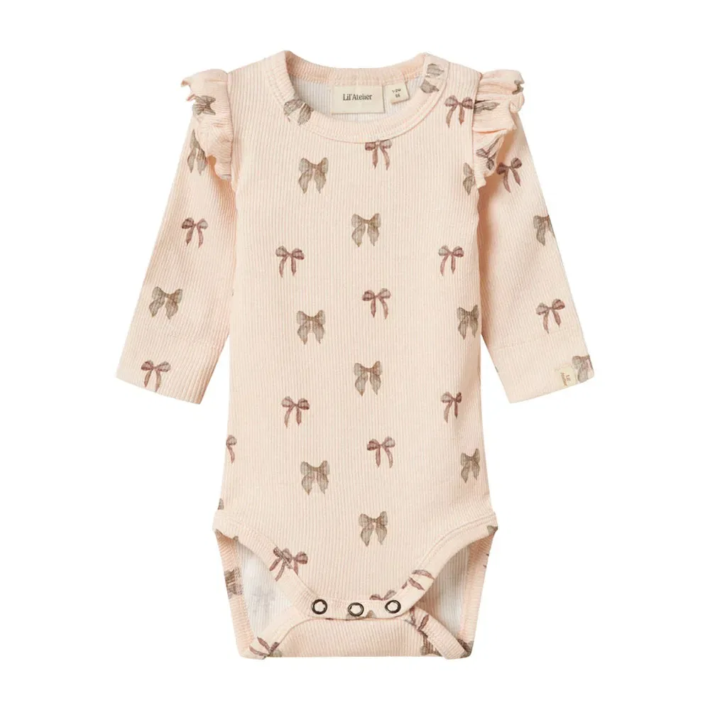 Боди с длинными рукавами Name It Gavo Eko Slim Lil Atelier, бежевый