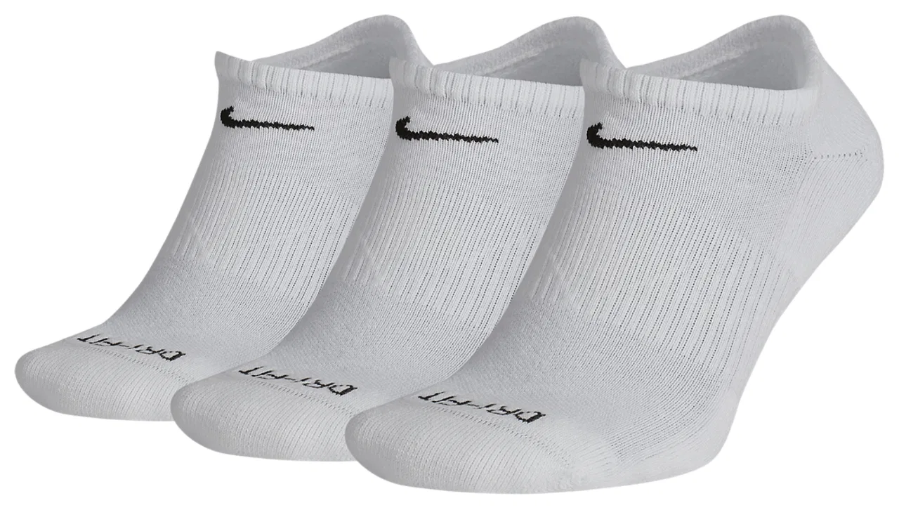 Мужские носки низкие с влагоотводящей технологией Dri-FIT набор из 3 пар Everyday Plus Cushion No Show Nike, белый/черный
