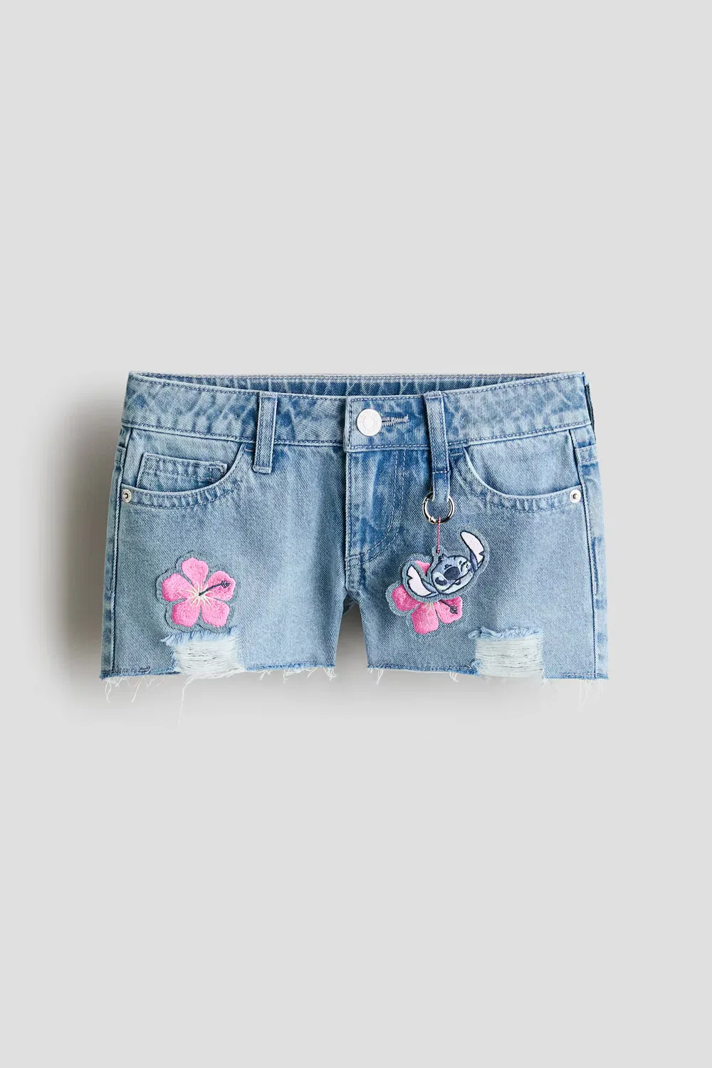 Джинсовые шорты с аппликациями H&M, Helles Denimblau/Lilo & Stitch