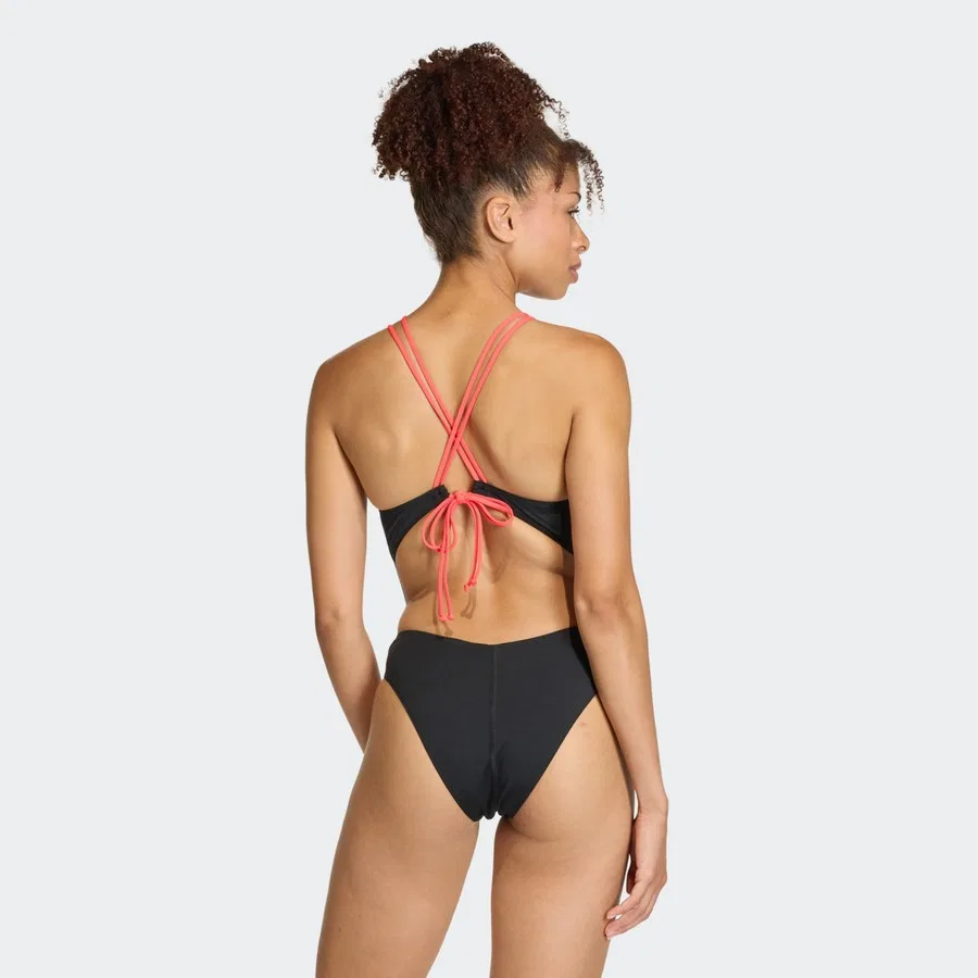Женский слитный купальник с завязкой на спине Ripstream 3-Stripes Tie Back Swimsuit, adidas, Черный — фото 2