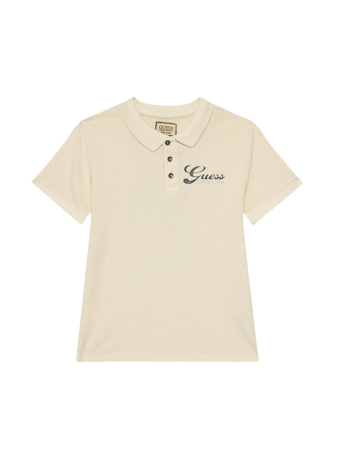 Поло цвета экрю стандартного кроя для мальчика Guess, кремовый