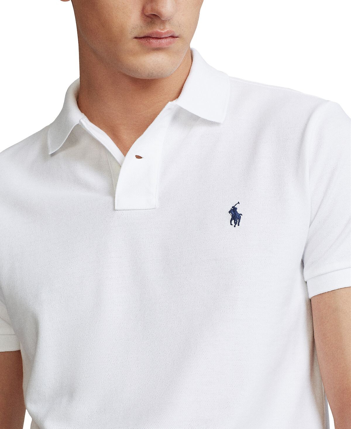 Мужская футболка-поло slim fit из сетчатой ​​ткани на заказ Polo Ralph Lauren, белый — фото 4