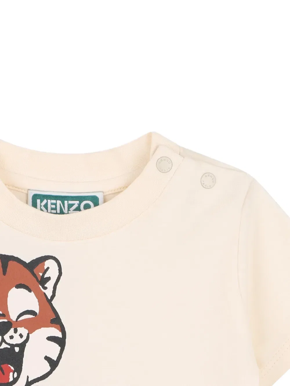 Футболка с тигриным принтом Kenzo Kids, бежевый — фото 3