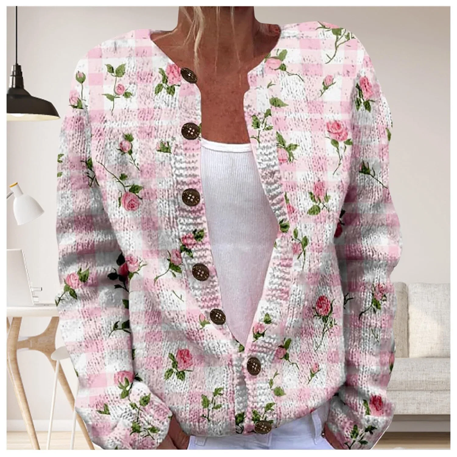 Женский кардиган с принтом Vintage Floral Print, Motivo 19 — фото 2