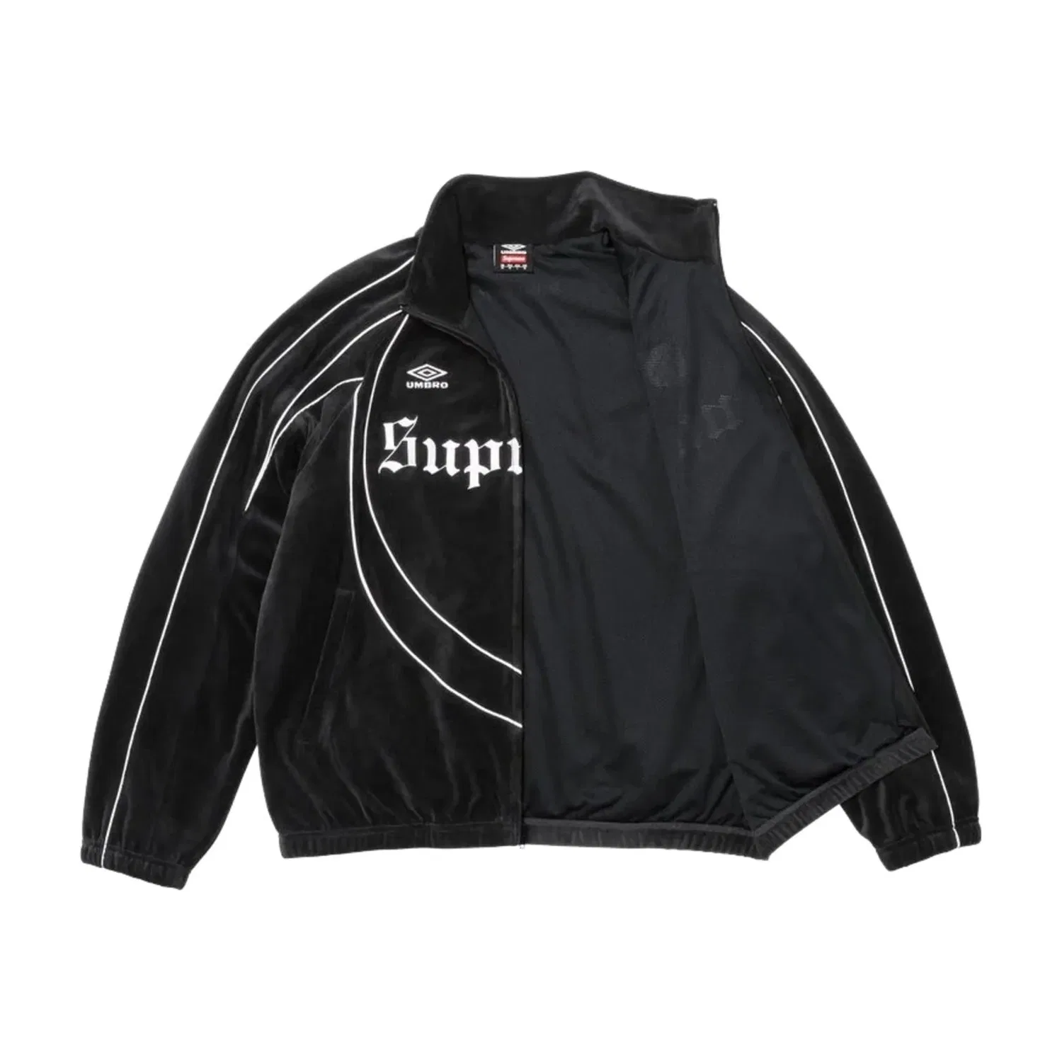 Мужская куртка FW26 x Umbro Velour Track Jacket 'Black' Supreme, черный — фото 2