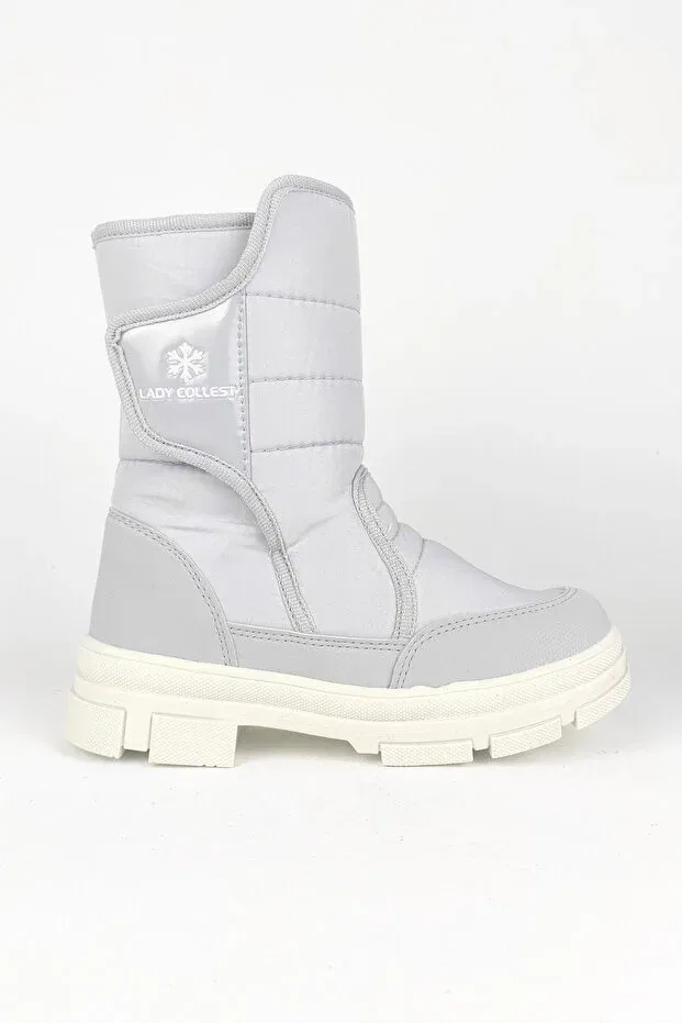 Детские снежные ботинки для девочек водостойкие на липучке Lady Thermal Anti-Slip Sole Velcro Zerenyus, Ice — фото 4