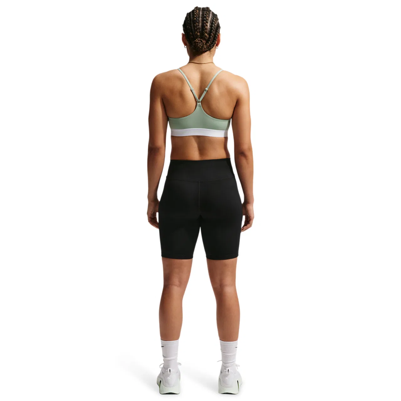 Женский спортивный бюстгальтер Indy Logo Bra Nike, цвет White/Barely Green/Steam — фото 4