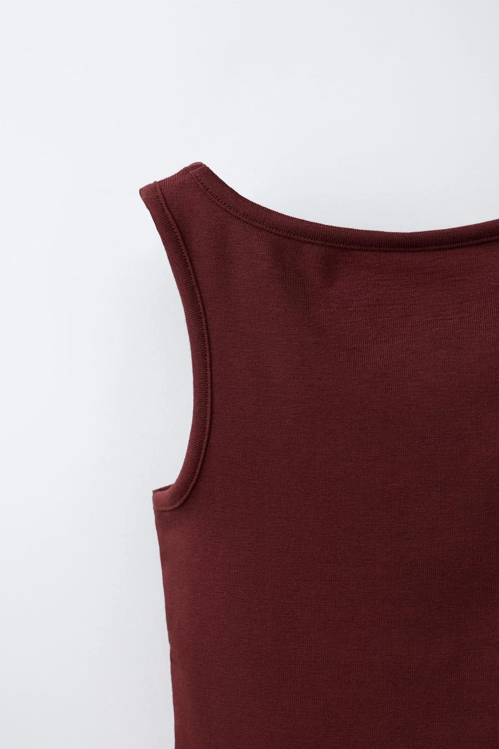Однотонный топ из смеси модала ZARA, Burgundy — фото 4