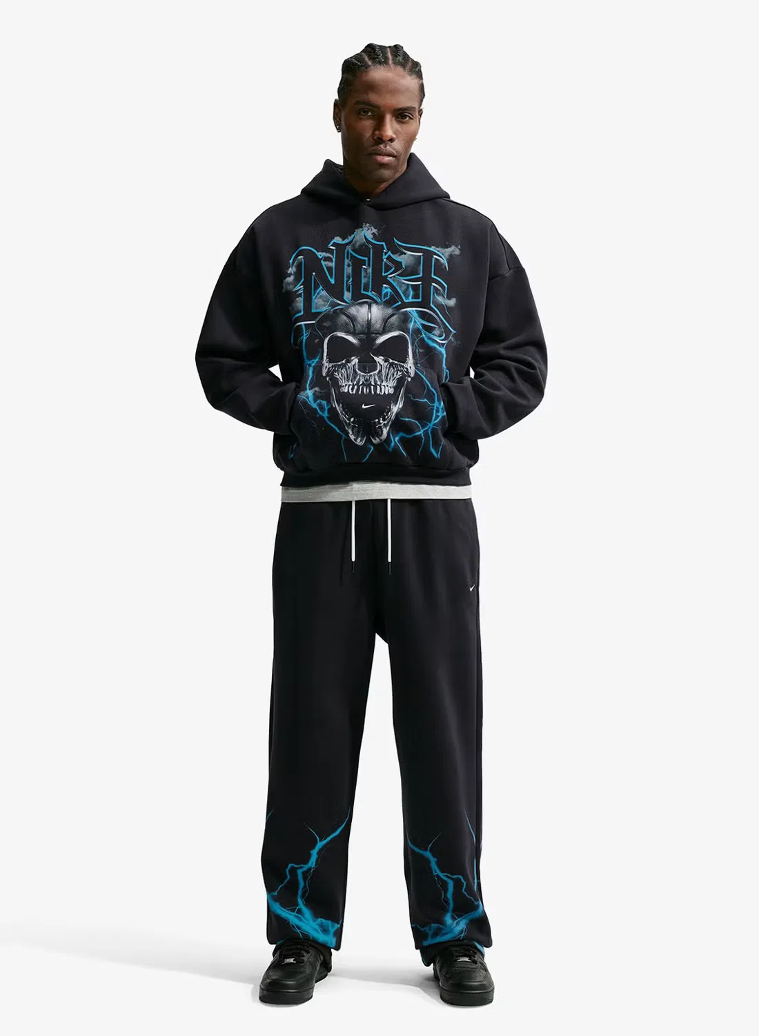 Худи с принтом черепа Tech Fleece Nike, черный