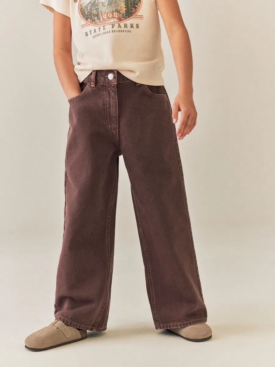 Джинсы Next Wide leg Jeans шоколадного цвета — фото 2