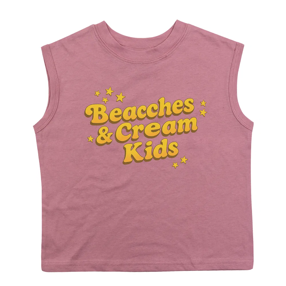 Детская футболка без рукавов с принтом BEACHESAND CREAM KIDS, Pink