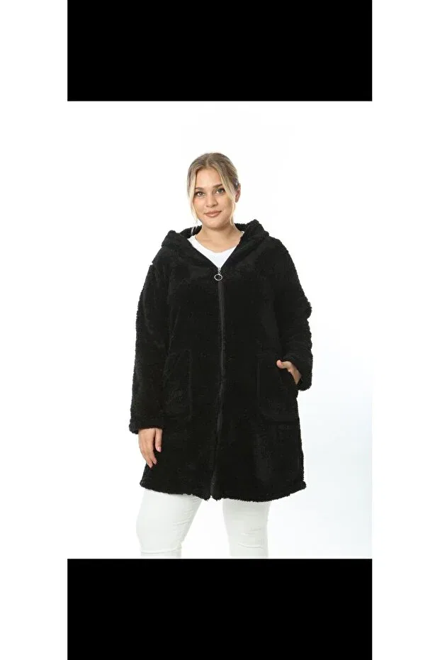 Женский кардиган на молнии с капюшоном с карманами Nur Tekstil, Black