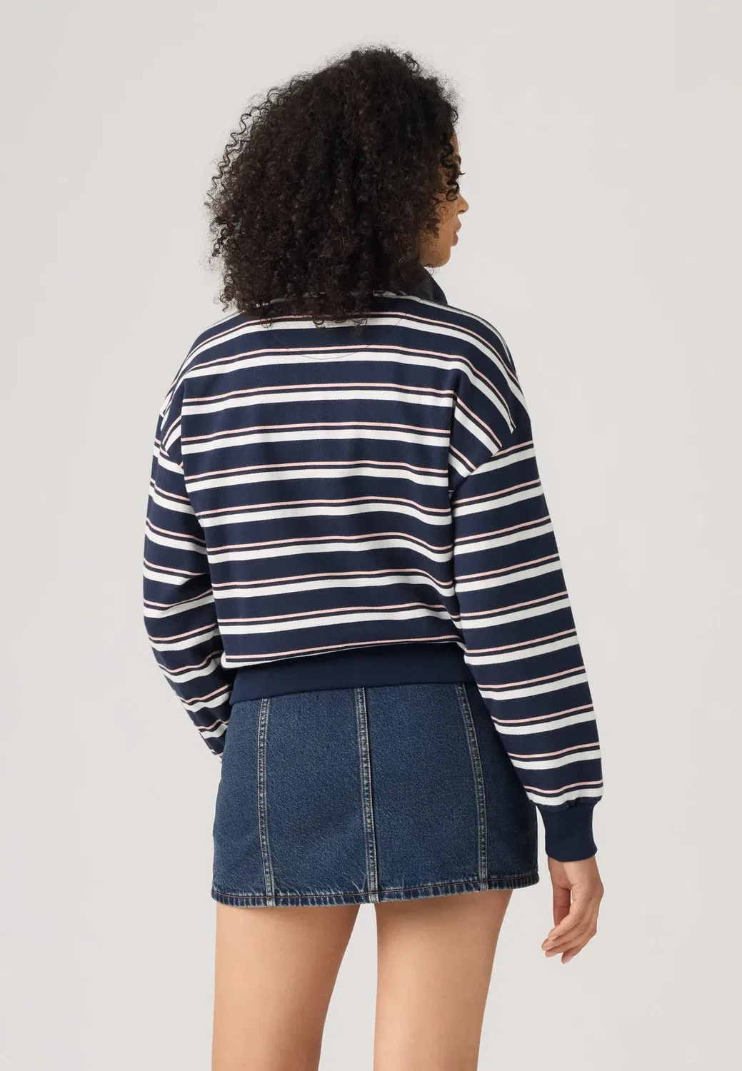Повседневная толстовка на молнии до середины груди Levi'S, Ruby Stripe Navy Blazer Powder Pink — фото 3