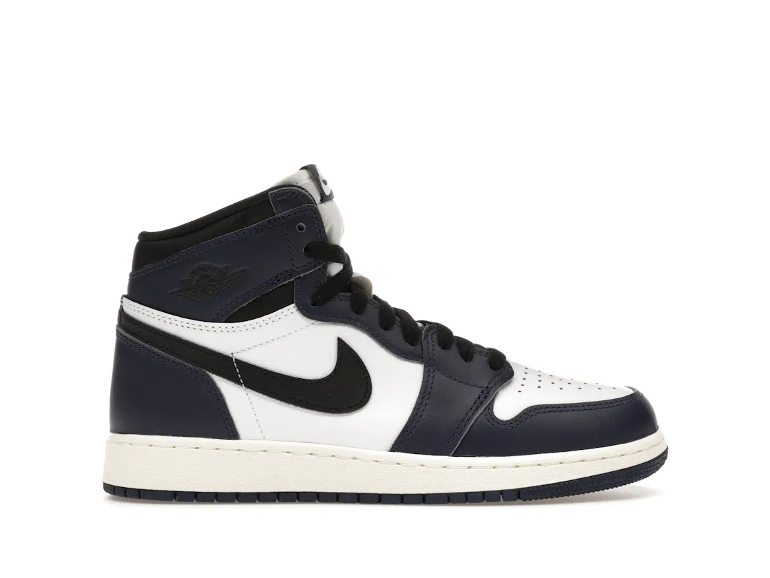 Детские кроссовки высокие с классическим дизайном Jordan 1 Retro High OG Jordan, Midnight Navy/Black/White/Sail