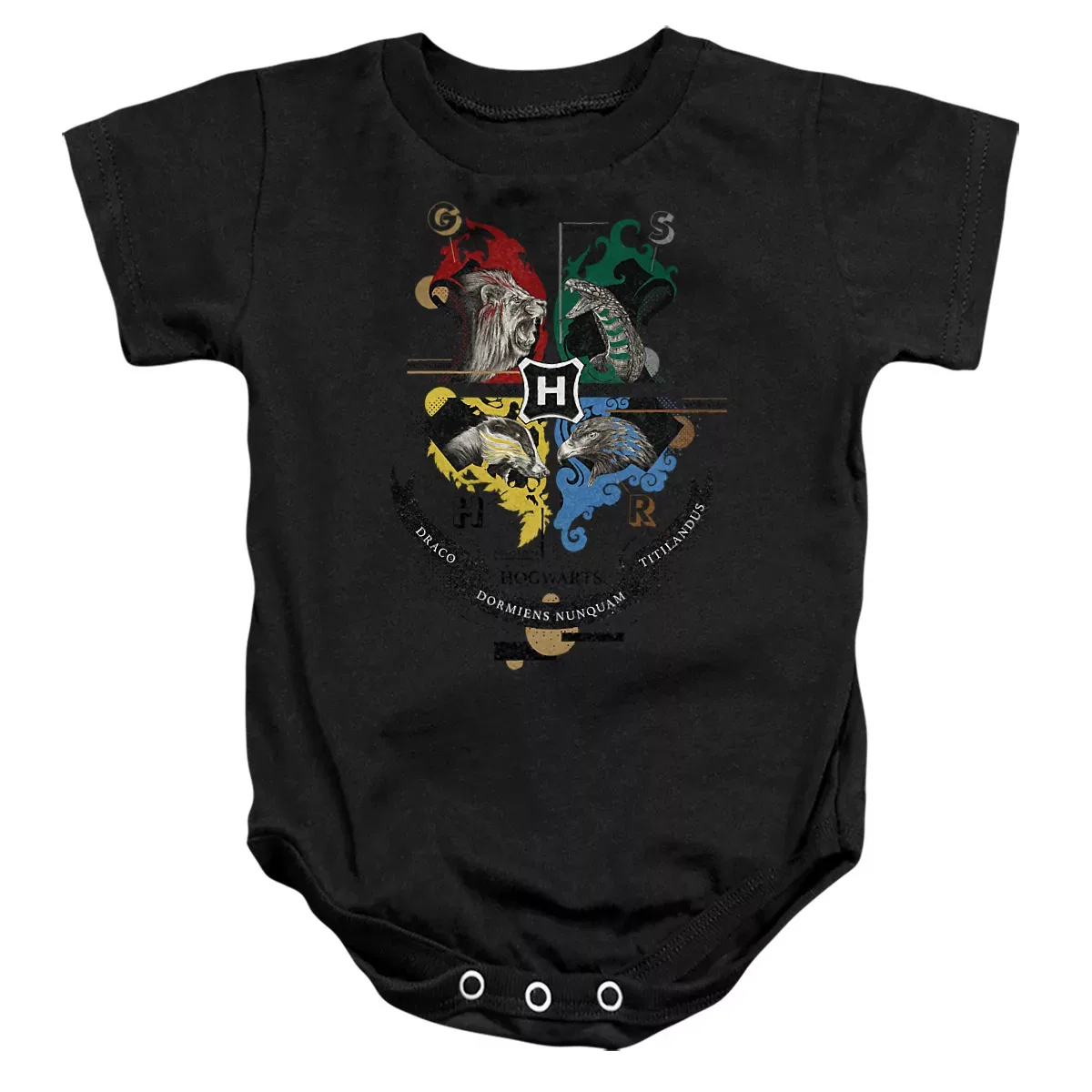 Детское боди с коротким рукавом Harry Potter Hogwarts Magicial Mischief Level Up Crest, Black