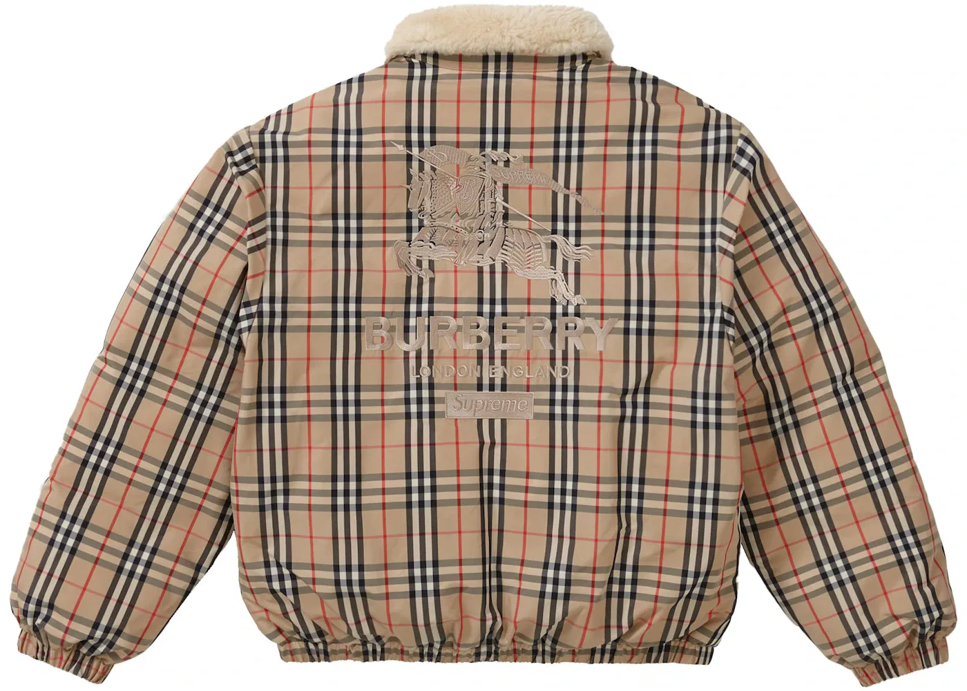 Мужская пуховая куртка с воротником из овчины Supreme Burberry, Beige — фото 3