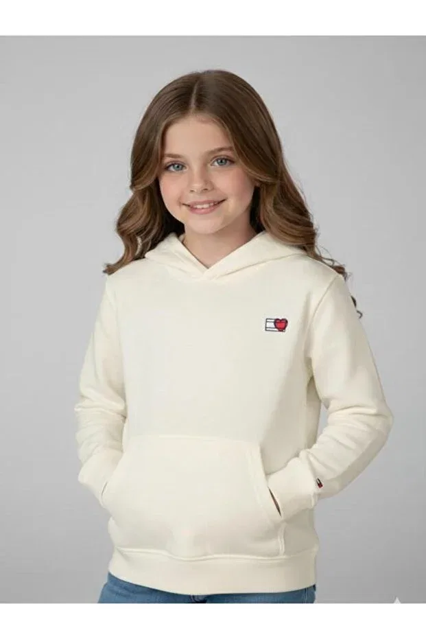 Детские свитшот для девочек хлопковый Valentines Tommy Hilfiger, White — фото 2
