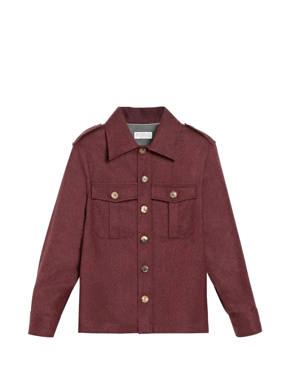 Фланелевая рубашка с нагрудными карманами Brunello Cucinelli Kids, красный