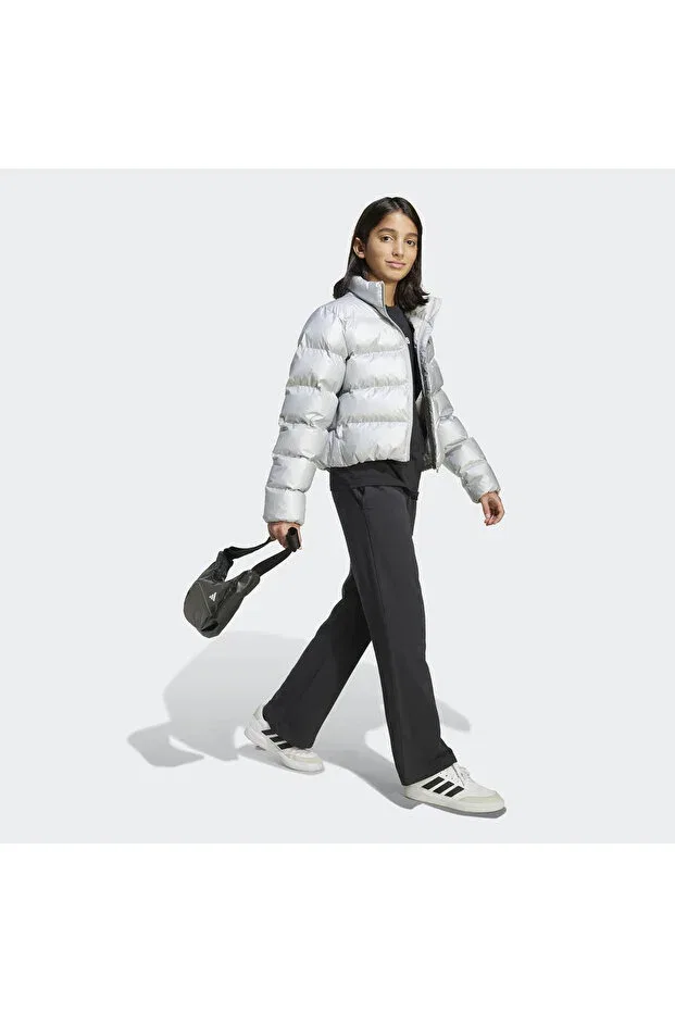 Детское зимнее пальто для девочек с принтом Synthetic Down Glam Adidas, Gray — фото 2